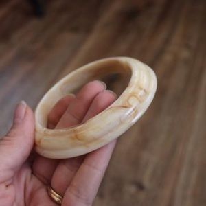 Vintage Rare Monet Directives Series Lucite Bangle Bracelet Art Deco Cream Tan